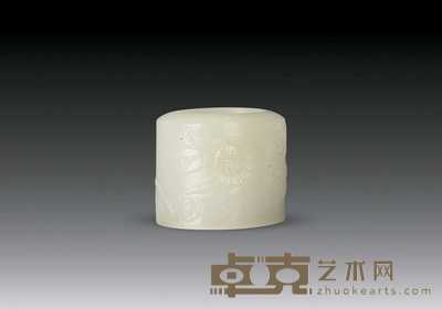 清 白玉刻花卉纹扳指 2.8×2.5cm